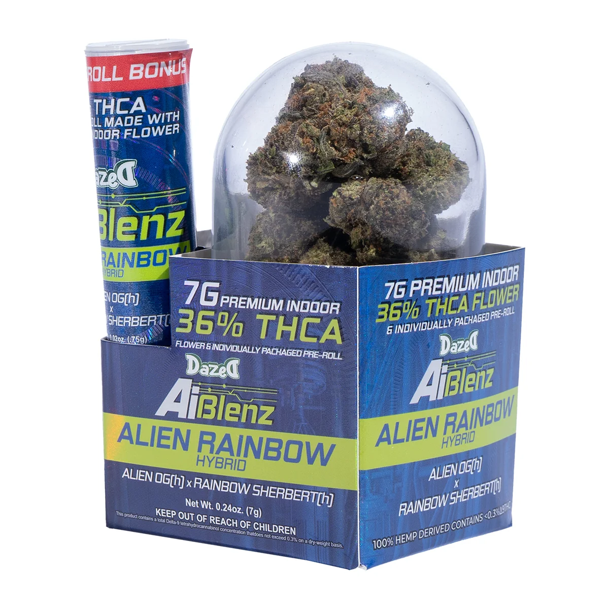 AI Blenz - Alien Rainbow THC-A [7G] Flower + .75g Pre-roll - Image 3